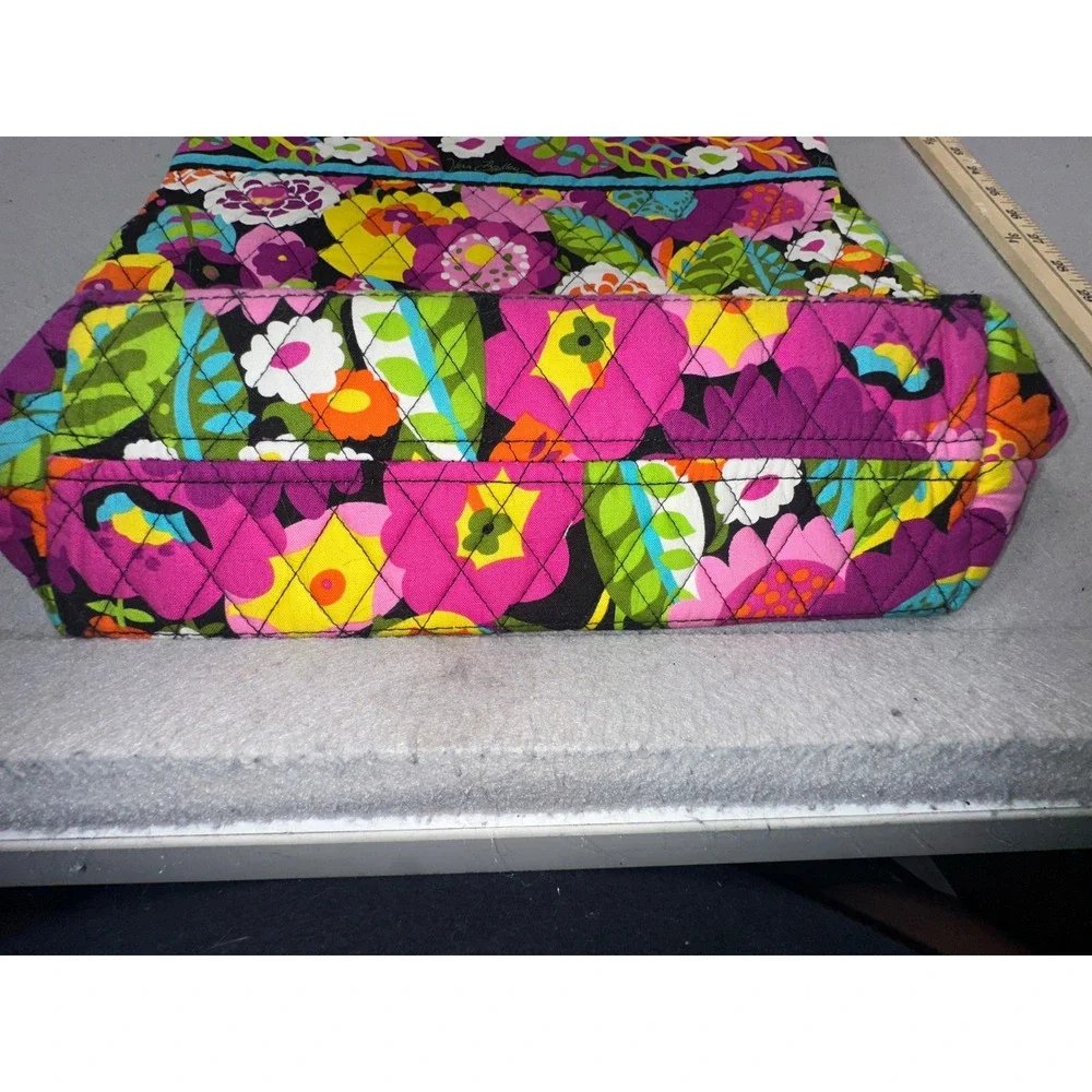 Vera Bradley Rhythm and Blues Floral Quilted Cotton Tote Shoulder Bag Toggle